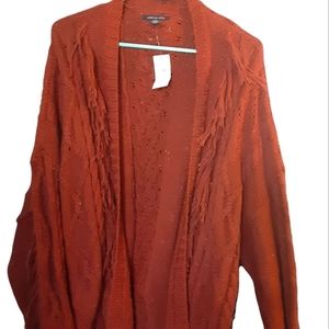 American Eagle Outfitters Sweater Cardigan  burnt Orange W/fringes Sz XS…